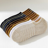 楼棉袜子男士加厚毛巾底船袜吸汗纯棉防滑全棉隐形袜防臭船袜短袜 白色+浅灰+卡其+军绿+牛仔蓝 均码