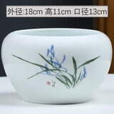 裕轩堂 创意简约水碗莲睡莲铜钱草绿萝水仙花盆陶瓷个性大号无孔花盆缸 YMT-碗莲-004 大