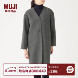 无印良品（MUJI）女式 羊毛混 双面大衣 毛呢外套 秋冬简约风W9AD225 深灰色 L 165/88A