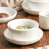 顺祥纯白碗碟餐具套装家用陶瓷简约易洁釉下彩饭碗汤面碗可微波大小碗 4.5英寸碗2个装