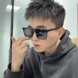 蓝诺诗方形墨镜男士开车专用大脸防紫外线太阳眼镜男女同款防晒偏光眼镜 亮黑框黑灰片【尼龙升级偏光】