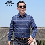 老爷车（LAOYECHE）中年男士爸爸长袖衬衫男秋季休闲格子男士衬衣中老年人男装衣服