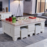 梦捷达家具梦捷达大理石茶几功夫茶几实木茶台客厅茶桌自动上水电磁炉茶台 米白色 1.2*0.65*0.57米茶几 人造石