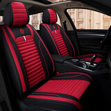 车鞍 汽车座套仿亚麻布艺四季通用汽车坐垫全包卡通公仔可爱萌座垫 A15激情红-标准版-头靠分体 五座通用款式-下单留言车型