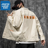 真维斯（Jeanswest）牛仔外套男士宽松2025春季新款日系潮牌大码男装工装夹克男褂子 6827杏色常规 L 体重115至140斤