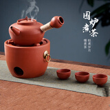 潮州红泥砂铫壶煮茶器家用煮茶炉烧水壶电陶炉煮茶壶电热烧水壶 侧把砂铫壶