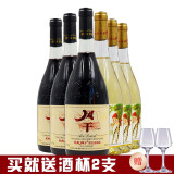 新疆吐鲁番驼铃风干甜红葡萄酒驼铃无核白葡萄酒低度甜型酒组合装 （整箱）驼铃风干3瓶+无核白3瓶