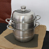 东郎一体成型锅底不锈钢加厚双层大蒸锅蒸鱼多用大容量加深 一体成型加厚 3层 32cm