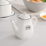 多美然陶瓷油壶厨房专用面馆醋壶商用酒店饭店辣椒油瓶餐台醋瓶餐厅酱油 黑线方形--醋壶1支