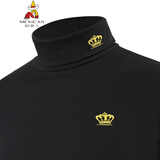 稻草人男士高领打底衫男装长袖加绒加厚内衣t恤修身韩版冬季潮 高领黑皇冠 L