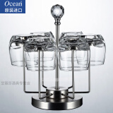 Ocean原装进口透明无铅玻璃杯酒杯套装啤酒杯威士忌酒杯洋酒杯烈酒杯家用喝水杯子 340ml【6只装+钻石杯架】