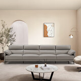 左右沙发现代简约客厅半青皮沙发DZY5161影青灰3.42m