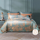 富安娜家纺 提花四件套轻奢高端素提套件3D立体提花床单被套结婚送礼 灰色 40支 涤粘提花 1.8m 床单款 （被套230*229cm）