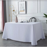 易陶得会议桌布展会布艺酒店餐厅圆形桌布饭店西餐厅加厚长方形白色台布 纯白色 定做