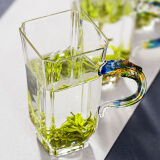 唐兴龙把绿茶杯专用茶杯家用高硼硅泡茶玻璃杯带把手透明高颜值水杯子 龙把绿茶杯 四方 350ml 1只