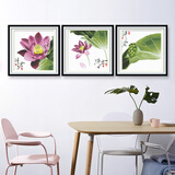 春天十字绣新款小件客厅荷花三联画手工自己绣线绣新中式卧室大幅花卉系列 3股线国产生态棉6215尺寸140*48cm