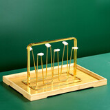 青苹果杯架家用杯子架客厅玻璃杯沥水架收纳托盘北欧创意茶杯倒挂置物架 金色沥水架+竹制茶盘  