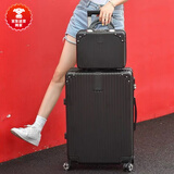袋鼠 行李箱女高颜值子母行李箱化妆箱大容量行李箱女学生韩版拉杆箱 子母箱拉链款【黑色】 28【贴纸+可坐人】