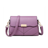 猫猫吉祥（Mao Mao Ji Xiang）真皮中年女包斜挎包手提单肩包女手袋双层大容量女包包挂包软皮包 紫色字母