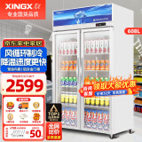 星星（XINGX）展示柜冷藏保鲜柜 双开门立式冰柜饮料柜商用冰箱冷柜风直冷超市便利店蔬菜水果啤酒酒水柜 24款608升 双门风循环 LSC-618Y