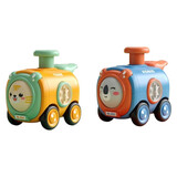 艾福儿儿童按压玩具车宝宝1-3岁小汽车带口哨可变脸火车六一儿童节礼物 按压口哨火车【老虎+考拉】