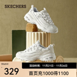 斯凯奇（Skechers）女休闲鞋厚底增高熊猫鞋复古铆钉 11979 白色/银色/WSL 35