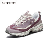 斯凯奇（Skechers）女鞋复古厚底撞色增高老爹鞋奶茶熊猫鞋百搭运动休闲鞋 葡萄芋圆色/PRW 38