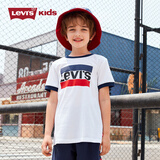 Levi's李维斯夏季男童短袖T恤时尚百搭童装经典三色标纯棉半袖上衣 奶白 150 /72 【建议身高140-152cm】