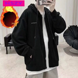 嗨森主义外套男秋冬潮流百搭班服休闲宽松棒球服男青少年加绒开衫长袖衣服 黑色加绒Y09 XL