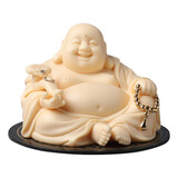 戴玉堂 陶瓷弥勒佛车载摆件办公室桌面装饰品工艺品汽车车内中控台摆件 D34-33A 捻珠如意弥勒 描金 配防滑垫