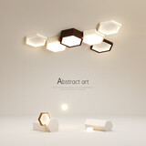 薄度创意卧室灯简约现代led吸顶灯北欧客厅灯几何书房灯餐厅房间灯具 101款-78*43CM-白光-黑白框