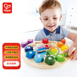 Hape儿童拼板玩具时间观念数字颜色形状认知积木时钟宝宝节日礼物 E8043