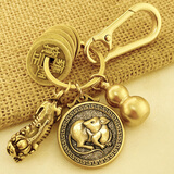 大礼尚舒黄铜五帝钱貔貅钥匙扣挂件男复古黄铜葫芦车挂饰吊坠挂绳 五帝钱+招财貔貅+葫芦+福鼠+扣