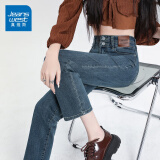 真维斯（Jeanswest）牛仔裤女春夏季新款2025高腰弹力垂坠感九分烟管裤修身直筒小个子 复古蓝九分 M