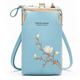 QUEEN TRIP 2022新款包包女 韩版女士斜挎纯色钱包情人节 多用途迷你手机包 5蓝色 18*11*5