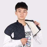 惜暖羊毛护肩中老年皮毛一体颈椎加厚保暖马甲男女秋冬季羽绒羊绒坎肩 有领蓝黑色(羊毛款) XL(建议120-140斤)