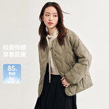 雪中飞新款时尚百搭经典斜插大口袋防风袖口保暖女士短款羽绒服女 松木卡其|7467 S /160/84A