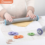 卡莱恩（KALAIEN）可调节厚度擀面杖压面棍面包披萨饼饺子皮带垫圈硅胶家用烘焙工具 8寸可调型擀面杖