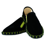 布仆绣艺布鞋千层底老北京布鞋男纯手工一脚蹬懒人鞋男士低帮大码舒适透气 黑绿 41 ( 偏小一码)