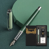 英雄（HERO）钢笔 新年礼物礼盒莫兰迪撞色铱金钢笔商务办公中性签字笔墨水套装暮光绿亮漆