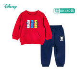 迪士尼宝宝（Disney Baby）童装男童女童套装潮酷米奇米妮卫衣套装儿童外出服 大红T1281 24个月/身高90cm