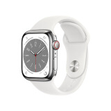 Apple/苹果 Watch Series 8 智能手表GPS+蜂窝款41毫米银色不锈钢表壳白色运动型表带S8 MNJ63CH/A