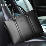 POLO 男士商务公文包时尚男包头层牛皮横款手提包包040-P553 黑色（加购优先发货）