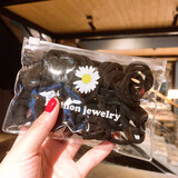 千宝莱儿童发圈皮筋弹性好扎头发头绳女韩版可爱毛巾圈发绳发饰女 7#经典黑色（50根装）