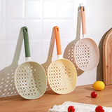 铁群岛可爱树叶花瓣勺子创意咖啡勺不锈钢搅拌勺匙水果叉甜品勺子 马卡龙长柄大漏勺1个-随机色