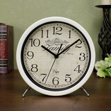 迪高复古座钟客厅钟表台式时钟桌面摆放表欧式电子钟摆件美式大号摆台表金属装饰台钟静音小坐钟创意石英摆钟 白色