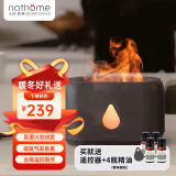 北欧欧慕（nathome） 香薰机仿真火焰加湿器卧室家用办公室夜灯桌面迷你低噪空气增湿机送好友礼物NJH18送女友礼物 三档定时 远程遥控【流星灰+精油4瓶】