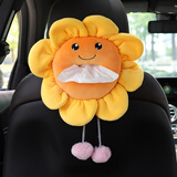 艾布与棉花车载纸巾盒扶手箱抽纸盒挂式可爱车用纸巾袋创意卡通遮阳板纸抽盒 可爱太阳花【毛球】