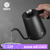 HeroC07pro+手冲咖啡壶自带温度仪304不锈钢长嘴壶细口壶 黑色