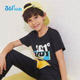 361°童装儿童短袖2025夏季男童短袖t恤男大童夏季短袖上衣 黑 160